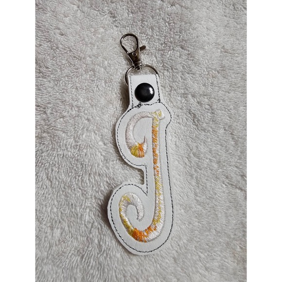 Letter J Keychain Initial Keyring Bag Charm Backpack‎ Clip On Accessory - Picture 1 of 2